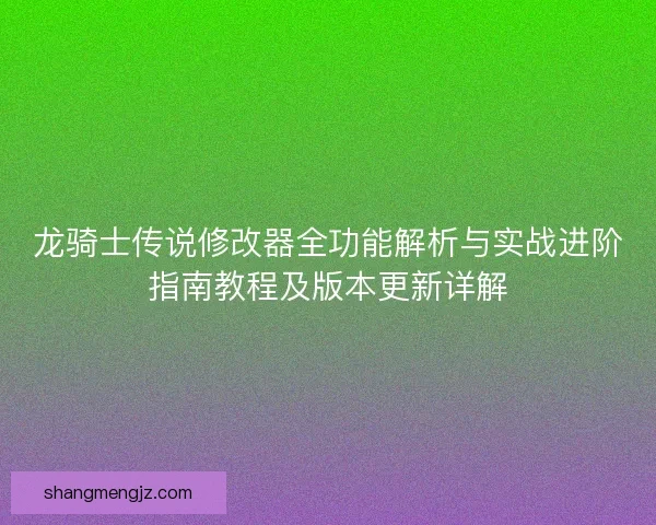 龙骑士传说修改器全功能解析与实战进阶指南教程及版本更新详解