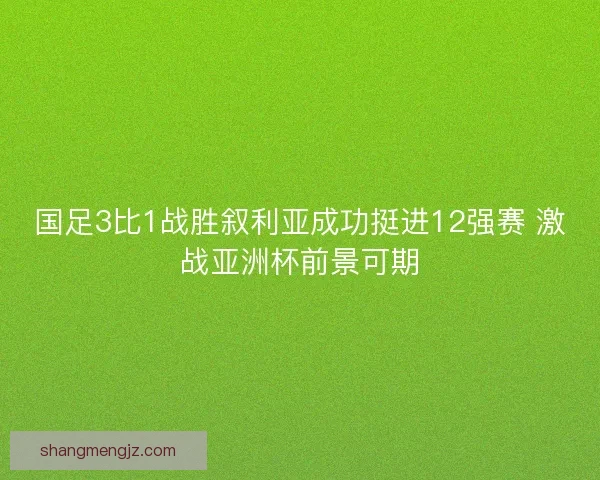 国足3比1战胜叙利亚成功挺进12强赛 激战亚洲杯前景可期